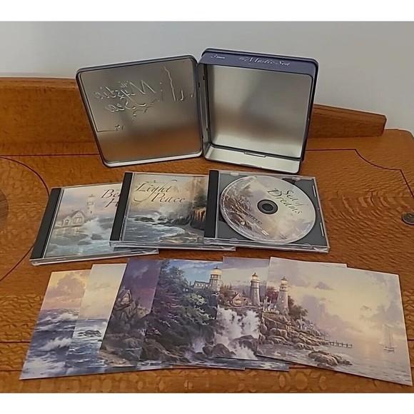 Thomas Kinkade CD DVD Set Mystic Sea Gift Tin Postcards - Picture 2 of 9
